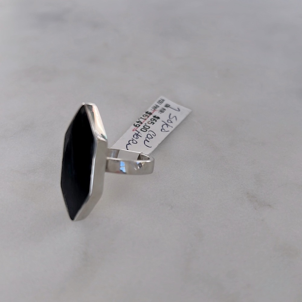 Soko Trapezoid Black Cow Horn Ring Size 7